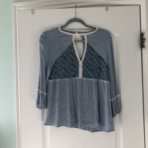 Light blue cut out blouse